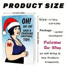 1pc Adult Funny Christmas Greeting Card - Envelope Style Wishes, Includes "Oh! Have Fun" Message, Clean Humorous Design, Welsh Flag Tattoo Cartoon Pattern & Snowflake Font - Holiday Greetings Suitable For Friends, Family, Colleagues - No Battery/Power/Paper Required