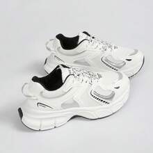 Women's Thick Mesh Increase Height Outdoor Non-Slip Lightweight Fashionable Casual Sports Running Shoes, Autumn - White - View 1