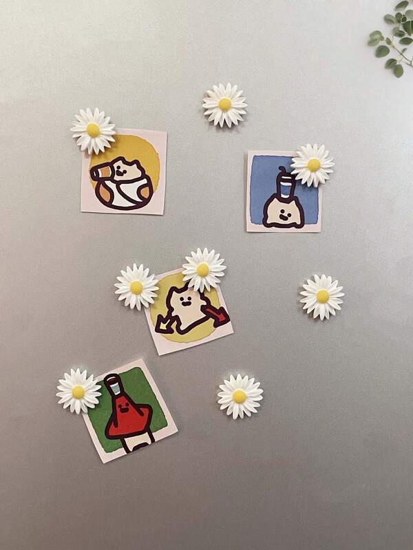 8pcs Chrysanthemum Refrigerator Stickers, Refrigerator Decoration Flowers