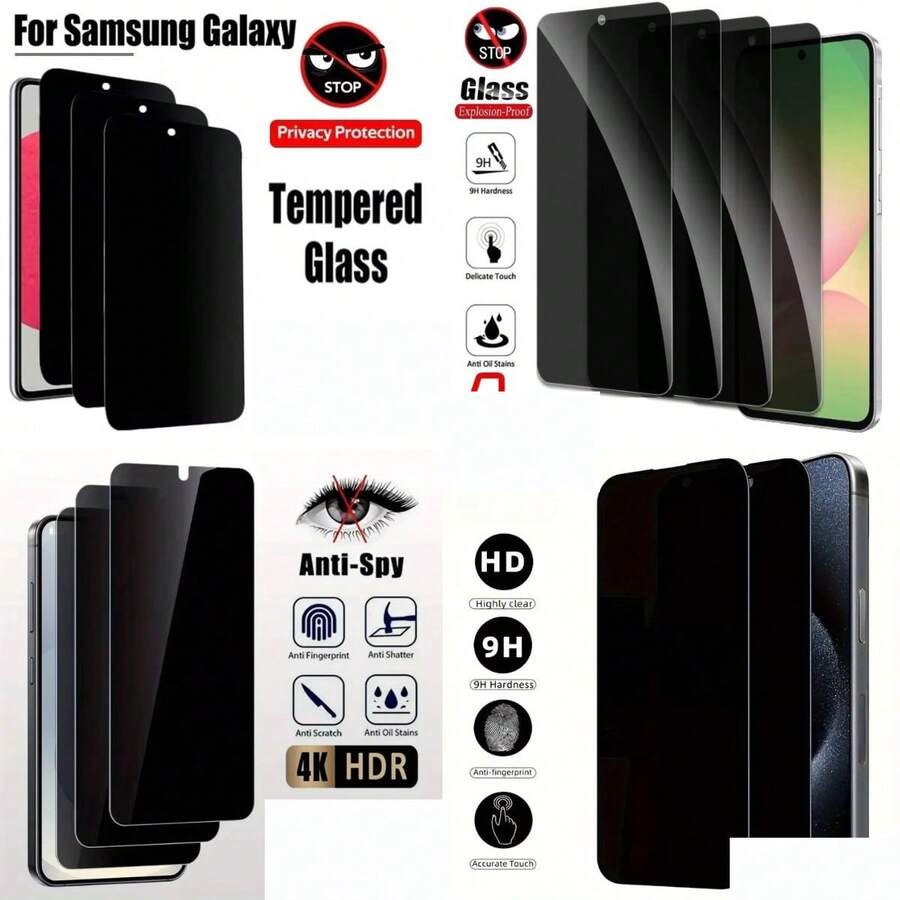 3D Privacy Glass Film Compatible With Cell Phone MODELS NEW IPHONES /  / REDMI / XIAO MI / MOTO ROLA / REALME - 黑色 - 查看 1