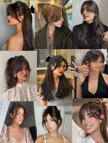 4x6cm Haartoppers mit Pony für Frauen, Clip-In Echthaar-Extensions zum Abdecken von Grauhaaren und Erhöhen des Haarvolumens für lichtes Haar, nahtlose Haarverlängerung, leichtes gerades Haarteil für den täglichen Gebrauch - Verschiedenfarbig - Übersicht 12