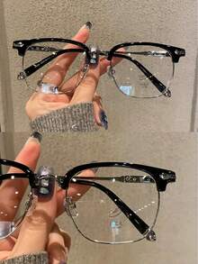 Ultra Light Half Frame Glasses For Myopia,  Anti Blue Light, Refined Scum, High-End Sense, Glasses Frame For Women And Men,Luxurious And Elegant Reinstallation ,Blue Light Glasses For Woman Men Safety Glasses Blue Light Blocking Glasses Protection Computer Gaming Glasses Women Cute Light Weight Red Frame Oversized Non Prescription Small Face Square Cat Eye Reduce Eye Fatigue On Computers, TVs, Phones, And Games, Suitable For Computer Lense Screen Protector Plain Glasses Clear Lens Glasses Blue Light Light Blocking Glasses Blue Light Glasses Light Glasses For For Women Men Light Glasses For Glasses For Women 99 Blue Light Glasses For Woman Blue Light Glasses Women/Men, Fashion Round Frame UV Ray Filter Computer Gaming Glasses Computer Glasses - Anti Eyestrain & UV Glare Protection Anti Glare - 烏亮 - 查看 2