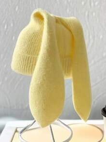 6 种颜色可选，时尚可爱韩式加厚针织长款兔耳帽，男女皆宜 - 新款秋冬保暖帽 - A - 查看 5