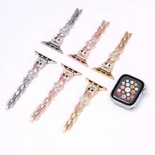 Correa de reloj de metal con oso decorado con rhinestones, elegante y de moda - 42/44/45(XL) - Ver 5