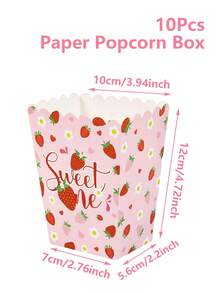 10 pièces Boîte de pop-corn en forme de fraise et de marguerite, boîte de rangement de collations, boîte de rangement de bonbons, boîtes alimentaires jetables, boîte de cuisson de biscuits, gobelets à pop-corn, fournitures pour soirée cinéma en famille, vaisselle jetable, fournitures de fête de fraises, fournitures de fête d'anniversaire, fournitures de mariage, faveurs de shower de bébé, décoration de gender reveal party, fournitures de fête de vacances