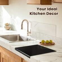 Acrylic Cutting Board With Counter Lip, 17.5x13.5 Inch Clear Cutting Boards For Kitchen Counter, Large Cutting Board Non Slip For Countertop Protector, Apartment Essentials Kitchen Decor Gifts, Black - Black - View 4