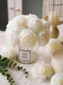 6/12/30pcs Artificial Peony Flower Wedding Party Decoration, Cake Decoration, Home Living Room Table Centerpiece, Fake Plants, Autumn Decoration, Room, Desk, Garden Decoration, Christmas Decoration, Room Decoration Supplies, Valentine's Day Gifts, Birthday Gifts, Graduation Gifts