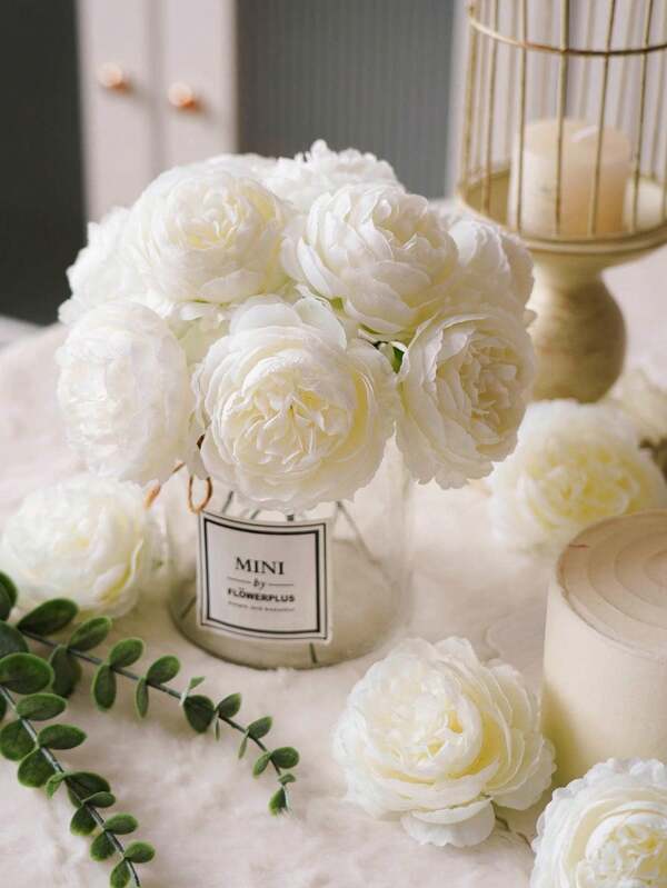 6/12/30pcs Artificial Peony Flower Wedding Party Decoration, Cake Decoration, Home Living Room Table Centerpiece, Fake Plants, Autumn Decoration, Room, Desk, Garden Decoration, Christmas Decoration, Room Decoration Supplies, Valentine's Day Gifts, Birthday Gifts, Graduation Gifts