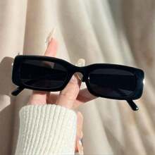 1/2 Pair Retro Square Glasses, Classic Black Frame Eyeglasses Men And Women, Luxury Fashion Flattering Large Face, Narrow Frame Polarized Lens - màu đen - Xem 2