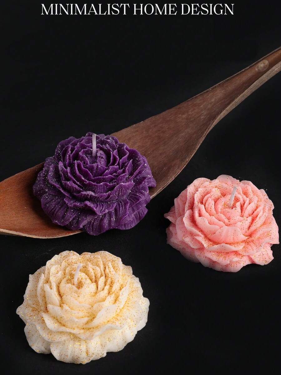 1pc Peony Flower Candle, Gold Rose Peony Candle, Fragrant Wax Candle, Suitable For Valentine's Day/Gifts/Home Decor