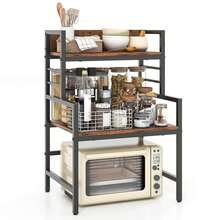 3-Tier Microwave Stand W/ Storage Shelves Heavy-Duty Metal Frame Rack Organizer - Default - View 1
