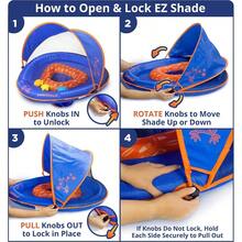 Deluxe Float with Adjustable Canopy - 6 - 24 Months - Swim Float with Splash Activity Center and - Fit Safety - NavyWhite - Flotador de lujo para bebés con dosel, azul marino - Ver 7