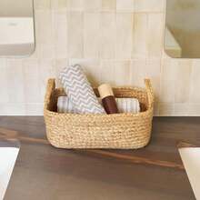 1/2/4 Pieces Of Water Hyacinth Grass Rustic Hand-Woven Portable Storage Basket, A Woven Basket For Living Room, Bedroom, Home Storage, Kitchen, Dormitory And Office. It Can Be Used For Storage, Cosmetic Storage Box, Storage Box, Basket, Organizing Storage, Room Storage, Trash Can, Gift Basket, Gift Box, Wall Cabinet And Decorative Home Decor.