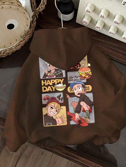 男童休闲印花卫衣，舒适透气，适合运动和日常穿着