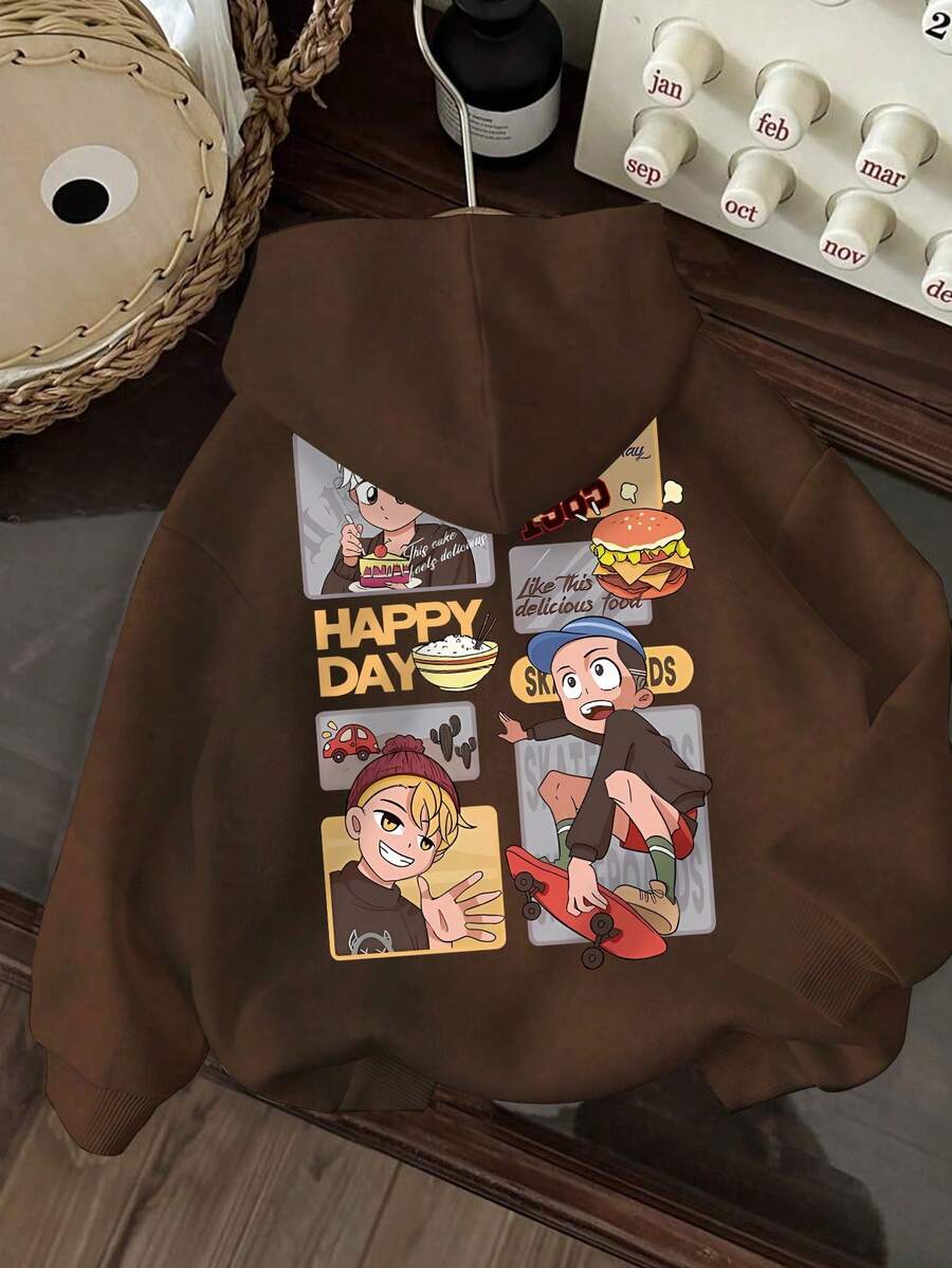 男童休闲印花卫衣，舒适透气，适合运动和日常穿着