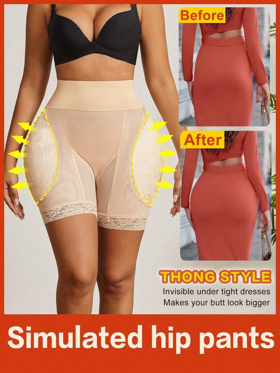 Women's High Waist Belly-Tight Panties, Fake Buttocks Plump Buttocks, Hip Lifts And Buttocks, Removable Sponge Pads With Inserts, Sexy Body Shaping Shorts, Comfortable Base Tights And Body Shaping Pants Tummy Control Shapewear Tummy Control Tummy Control Underwear Butt Lift Butt Pads Leggings For Women Shorts  Moldeadoras De Cuerpo Shapewear Weight Loss Suitable For Holidays Halloween Christmas Holidays Back To School Season Thanksgiving Valentine's Day Independence Day - 杏色 - 查看 1