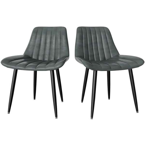 Juego de 2 sillas de comedor, sillas de cocina con respaldo de 7 cm, sillas de mesa de comedor con cojín de asiento de 5 cm, capacidad de carga máxima 180 kg, silla tapizada en piel sintética PU para comedor, cocina, salón.