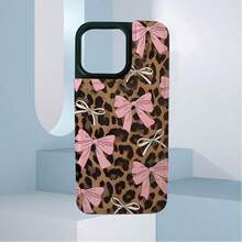 1 Pc Leopard Print And Pink White Bow Pattern Card Holder Phone Case, Leather Phone Case, Wallet-Style Phone Case, Multi-Functional Phone Case That Can Store Credit Cards, Bank Cards And Coins, Compatible With Galaxy Series Phones (Including S25, S24, S23, S22) And 17 Pro Max Case 16, 15, 14, 13, 12, 11 Pro Max, It Adopts A Durable Dual Protection Design. - 黑色 - 查看 3