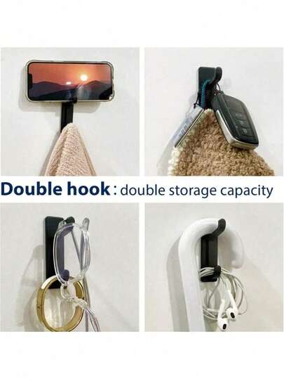 5 قطع/1 قطعة خطاف لاصق بدون ثقب، أسود كلاسيكي، بتصميم خطاف دائري وقضيب مستطيل، لاصق قوي لا يسقط، قدرة تحمل 10 أرطال، لليات والقبعات والمناشف والمفاتيح، مناسب للمدخل والحمام والغرفة، مناسب لجميع الفصول، تخزين منزلي أساسي