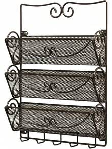 Deco Brothers Wall Mail Organizer With 5 Key Holder, 3 Tier, Bronze - 1 - View 6