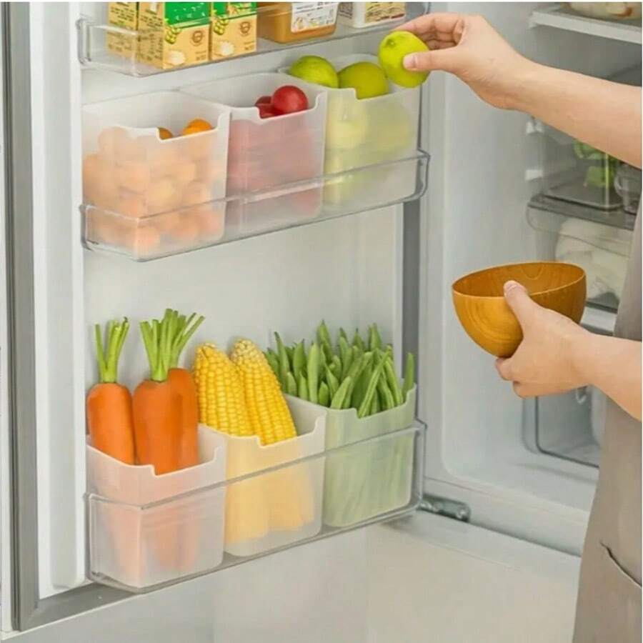3pcs Refrigerator Storage Bins, Clear Space-Saving PP Storage Bins, Reusable Food Sorting Box, For Fruit, Vegetable, Egg And Meat, Kitchen Organizers And Storage, Kitchen Accessories
