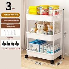 5 层/4 层/3 层 2 层轻质 PP 材质储物车,带 360° 旋转轮和滑动搁板 - 白色/黑色重型滚动储物架,适用于浴室、卧室、厨房、梳妆台 - 多功能搁架单元,易于使用(部分配件颜色随机) - 彩色 - 查看 12