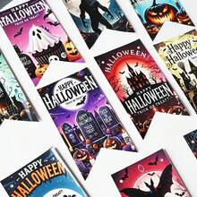 hoojojo 20 Peças/Conjunto Bandeiras Decorativas de Halloween, Conjunto de Banners Penduráveis, Banners de Festa com Tema de Halloween, Decorações Vintage, Presentes de Halloween, Decoração de Parede de Sala de Aula e Corredor Escolar, Lembrancinhas de Festa, Festa de Escritório, Decoração de Lareira, Adequado para Reuniões Familiares, Decoração de Sala de Aula e Decoração de Escritório