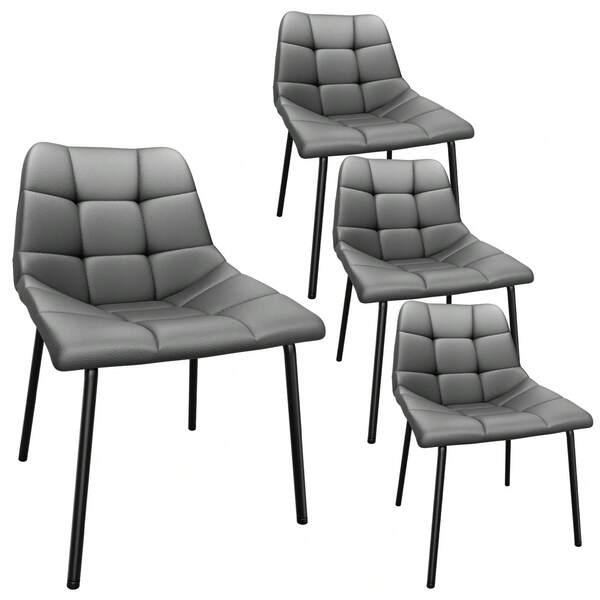 Zestaw 4 krzeseł do jadalni, ergonomiczne krzesła do jadalni ze skóry ekologicznej, nowoczesne krzesła kuchenne z metalowymi nogami, tapicerowane krzesła do stołu jadalnego, odpowiednie do salonu i kuchni