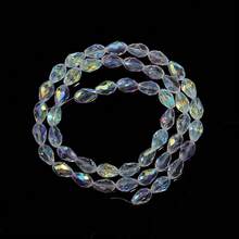 1 pieza Cuentas espaciadoras hechas a mano de cristal de vidrio AB con forma de gota de agua ovalada, de colores chapados, transparentes y brillantes, ideales para hacer joyas como pendientes, pulseras y collares, así como para decorar árboles de Navidad, decoración navideña, decoración de bodas, decoración de ventanas y accesorios de bolsos y ropa. - Forma de lágrima ovalada - Ver 12