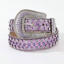 1 Fashion Temperament Full Diamond Rhinestone European And American Style Y2K Belt Belt Women's Decoration With Pants Fashion Versatile Colored Diamond Belt Party Banquet Gift - 紫羅蘭 - 查看 10