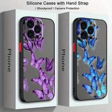 Diseñada con un tema de mariposa de moda para evitar resbalones, esta lujosa funda para teléfono es compatible con varios modelos desde hasta 16 Pro Plus, incluyendo versiones mini de 2020 a 2022, con una superficie transparente mate. - Colores mixtos - Ver 6