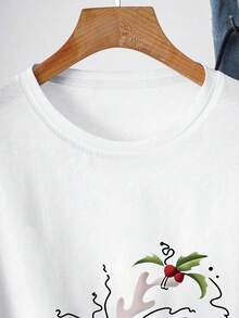 Damen Weihnachts-Grafik Kurzarm T-Shirt - Rundhals Lässig Top mit festlichen Rentier- und Feiertags-Elementen, Herbstkleidung in Große Größen, Herbst Tops für Frauen, Weihnachtskleidung