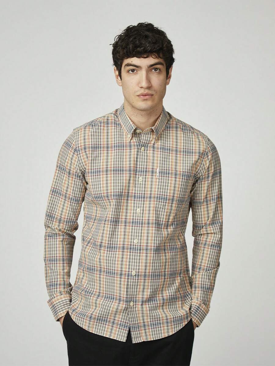 Ben Sherman Camisa Manga Larga Cuadros Multicolor Tie-Dye Primavera/Otoño Regular Botón delantero Botón - Multicolor - Ver 1