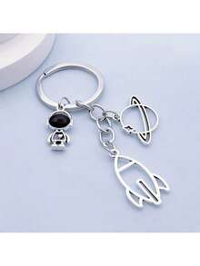 1个创意宇航员和行星钥匙扣，送给朋友的完美礼物，优雅的包包挂饰，汽车配饰，可爱哥特风Y2K包包配饰挂绳带证件夹，汽车配饰包包挂饰，汽车配饰，送给老师、姐妹的礼物创意