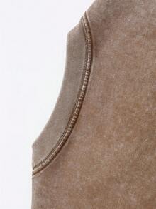 VHUTHK (220 Pure Cotton T-Shirt) 'GENUINE' Letter And Portrait Print, Suitable For Men's Casual, Comfortable, And Fashionable T-Shirt, Street Style Cotton - 棕色 - 查看 5