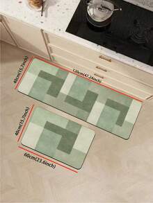 1 件硅藻土厨房垫，现代摩洛哥几何绿色拼布设计，软橡胶缓冲抗疲劳厨房地毯，吸水，防滑，适用于厨房、浴室、洗衣房、入口 - 彩色 - 查看 10