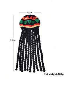 1pc Holiday Party Funny Knit Beanie Hat, Unisex African Jamaican Dreadlock Wig Hat For Cosplay Winter Warm - Multicolor - View 6