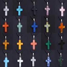 10/20/30/40/50pcs Multi-Color Shiny Cross Crystal Pendant | With Black Cord Chain, Easy To Mix And Match | Suitable For DIY Jewelry Making (Pendant + Chain) - Nhiều màu - Xem 5