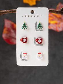 3 对 2025 圣诞节亚克力耳钉套装 - 简约圣诞树圣诞老人雪花耳环 - 冬季节日珠宝礼物，适合女士和女孩 - 聖誕樹聖誕老人杯子耳環套裝 - 查看 2