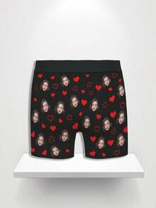 Calzoncillos tipo bóxer personalizados con foto/impresión para hombres, shorts deportivos transpirables y elásticos, adecuados como regalo para vacaciones o el Día de San Valentín - Multicolor - Ver 5