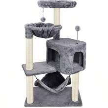 Cat Tree With Cat Condo And Big Hammock Grey - Grey - View 1