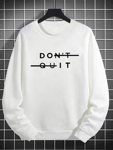 K-GLORY Men's Casual Versatile Printed Graphic Crew Neck Sweatshirt - White - View 3