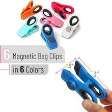 - Chip Clips, Magnetic, 6 Pack, Bag Clips, Chips, Food Packages, Fridge