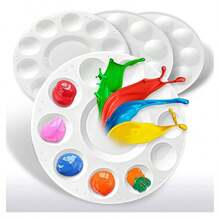 5/10/15PCS Paint Tray Palettes White Circular Plastic Paint Trays For Students To Draw In School Projects Or Art Classes, Return To School, School Supplies, Household Items - White - View 5