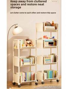 3/4/5-Tier Wheeled Multi-Purpose Cart, Compact And Practical Space-Saving 5-Tier Organizer, Modular Removable Storage Rack, Rolling Plastic Storage Cart With Wheels, Multifunctional Kitchen And Office Use, Floor-Mounted Wheeled Stand, Rolling Storage Rack, Freestanding Simple Home Multi-Tier Organizer - Multicolor - View 5