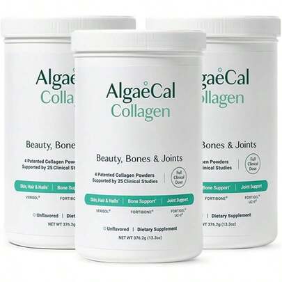 ALGAECAL Collagen: 4 Clinically-Supported Peptides VERISOL?, FORTIGEL?, UC-II?, FORTIBONE?, Anti-Aging Hydrolyzed Collagen Powder, 30 Servings, Made In USA