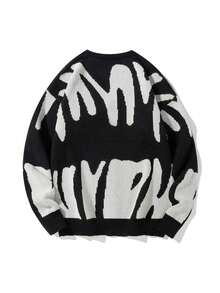 Manfinity Hypemode Men's Color-Block Button-Up Long Sleeve Cardigan Sweater - 黑與白 - 查看 2