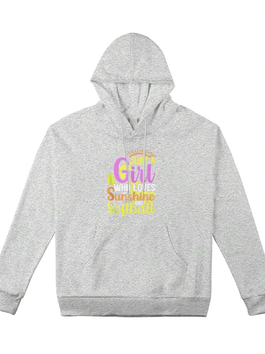 Women's Plus-Size Sweatshirt, Just A Girl Who Loves Sunshine And Softballcasual Style Sweatshirt, A Must-Have For Daily Travel, Suitable For All Seasons.