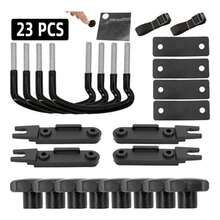 Juego de 4 soportes en U para caja de techo, universales, para coche y camión, con ancho interior de 85 mm, incluye 8 tuercas de segurida.d y 2 bandas redondas.