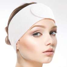 SINLAND Spa Headband For Women Ultra Soft Adjustable Makeup Hair Band With Magic Tape, Stretch Head Wrap For Bath, Shower, Facial Mask, Yoga - trắng - Xem 9